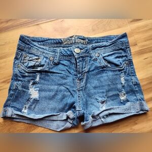 Wallflower Blue Jean Shorts Distressed Cut-Off Style